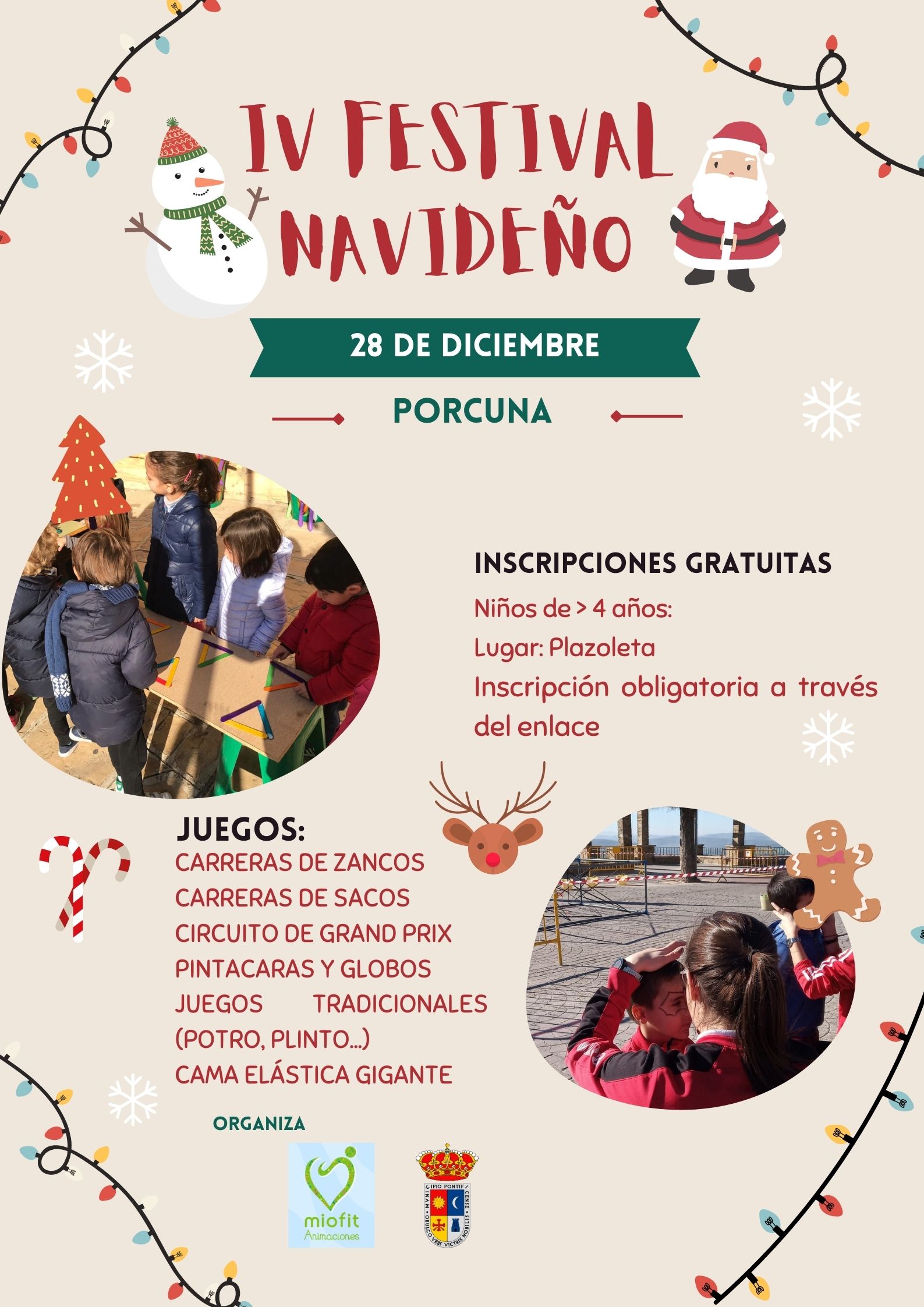 IV Festival Navideño para niños y niñas en PORCUNA con Miofit Animaciones