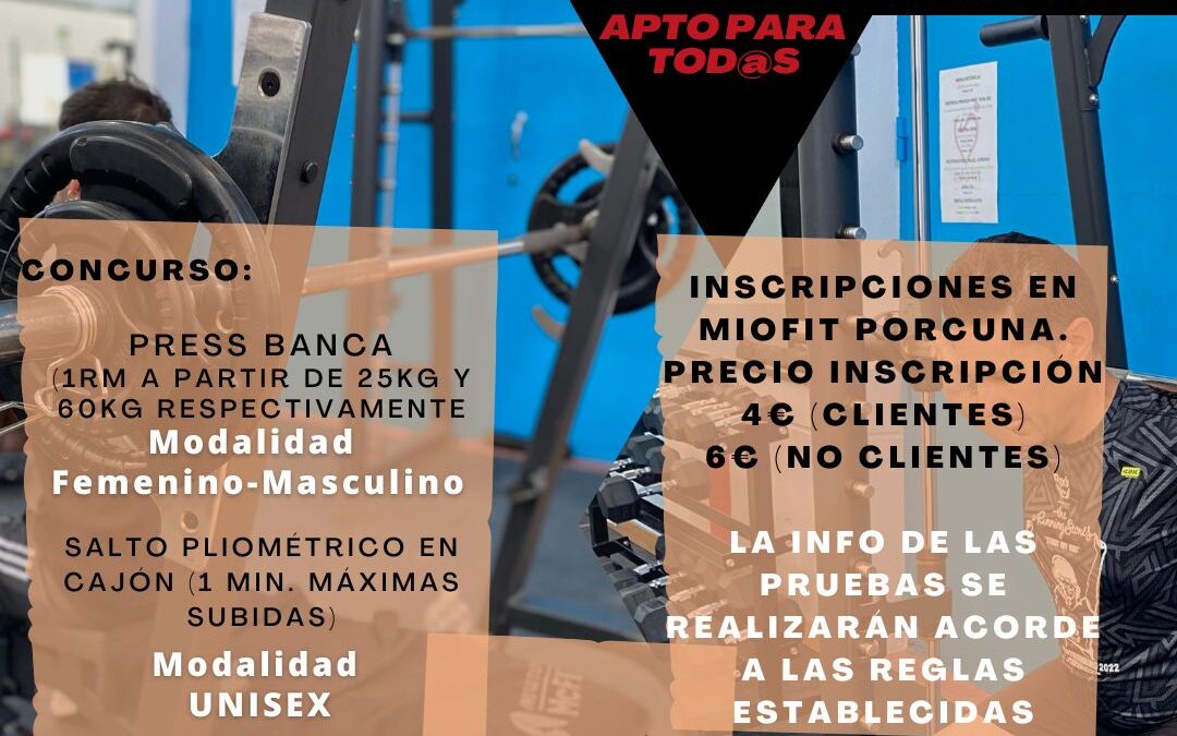 Competición Press Banca y Salto al cajón pliométrico. Miofit Porcuna
